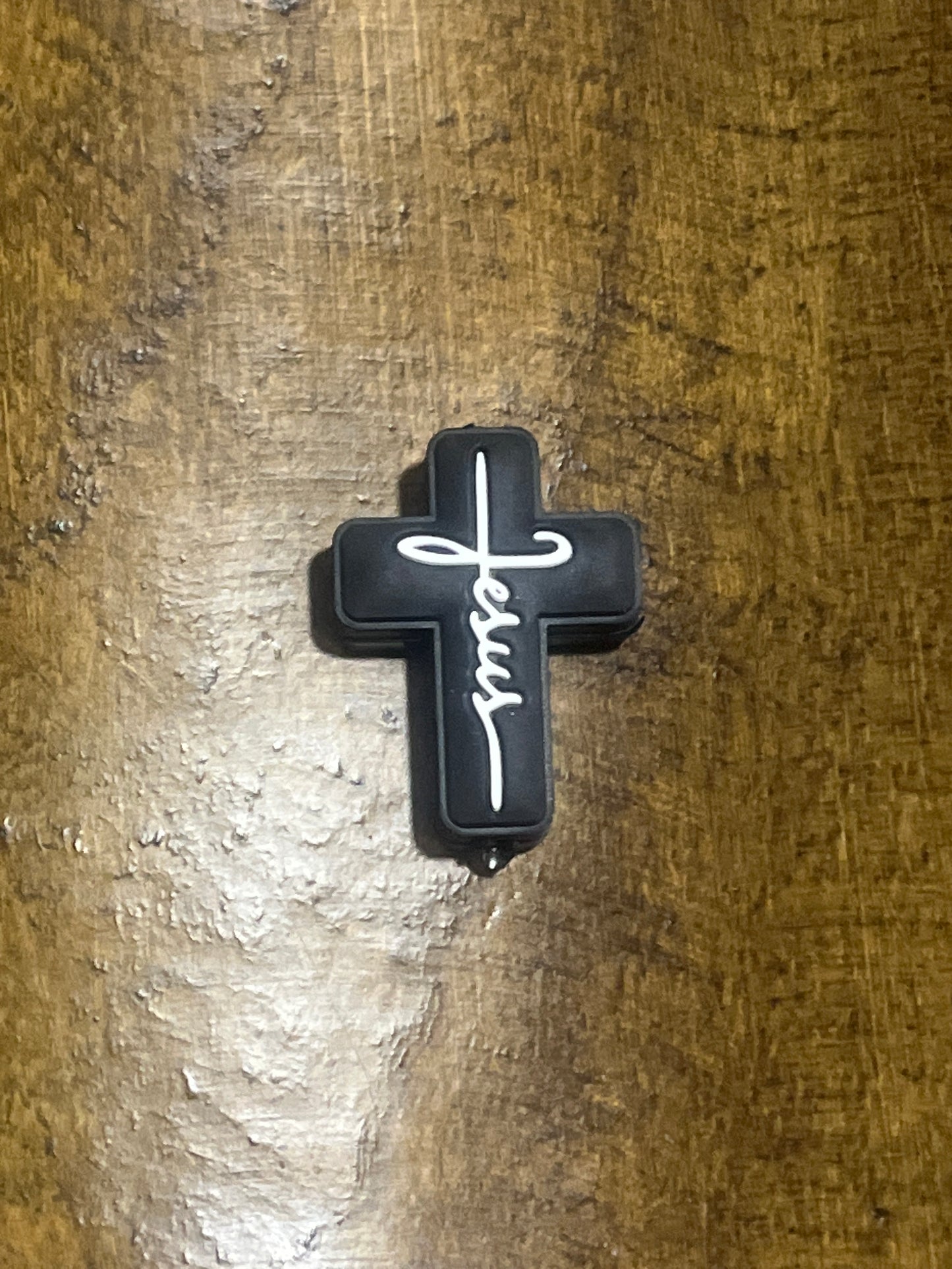 Jesus Cross Silicone Focal Bead Mint Pink Black Purple White