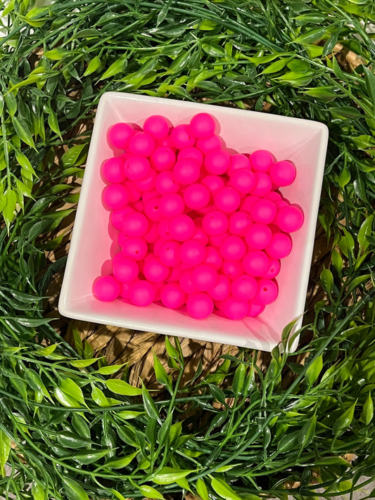 Silicone 15mm Hot Pink Bead