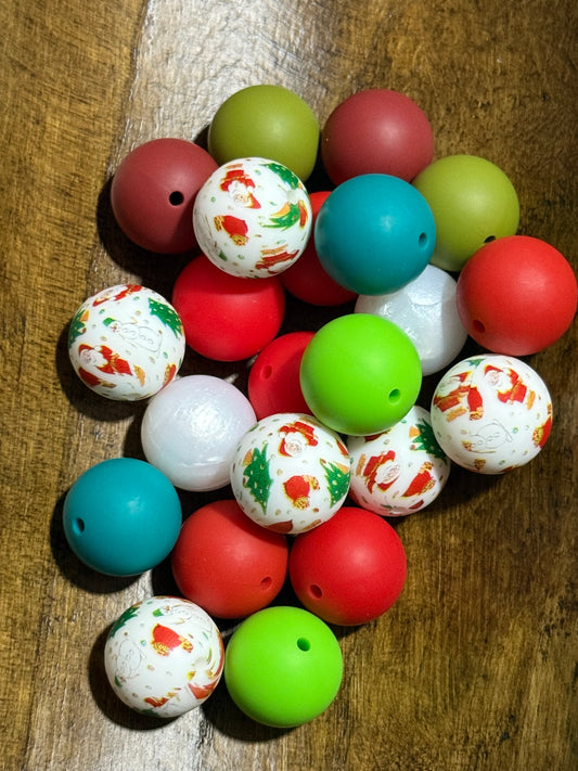 Christmas 19mm Silicone Bead Mix
