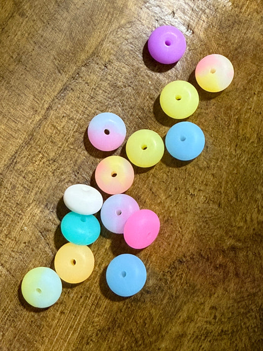 14mm Glow In The Dark Abacus Spacer Silicone Bead 15 Count Bag