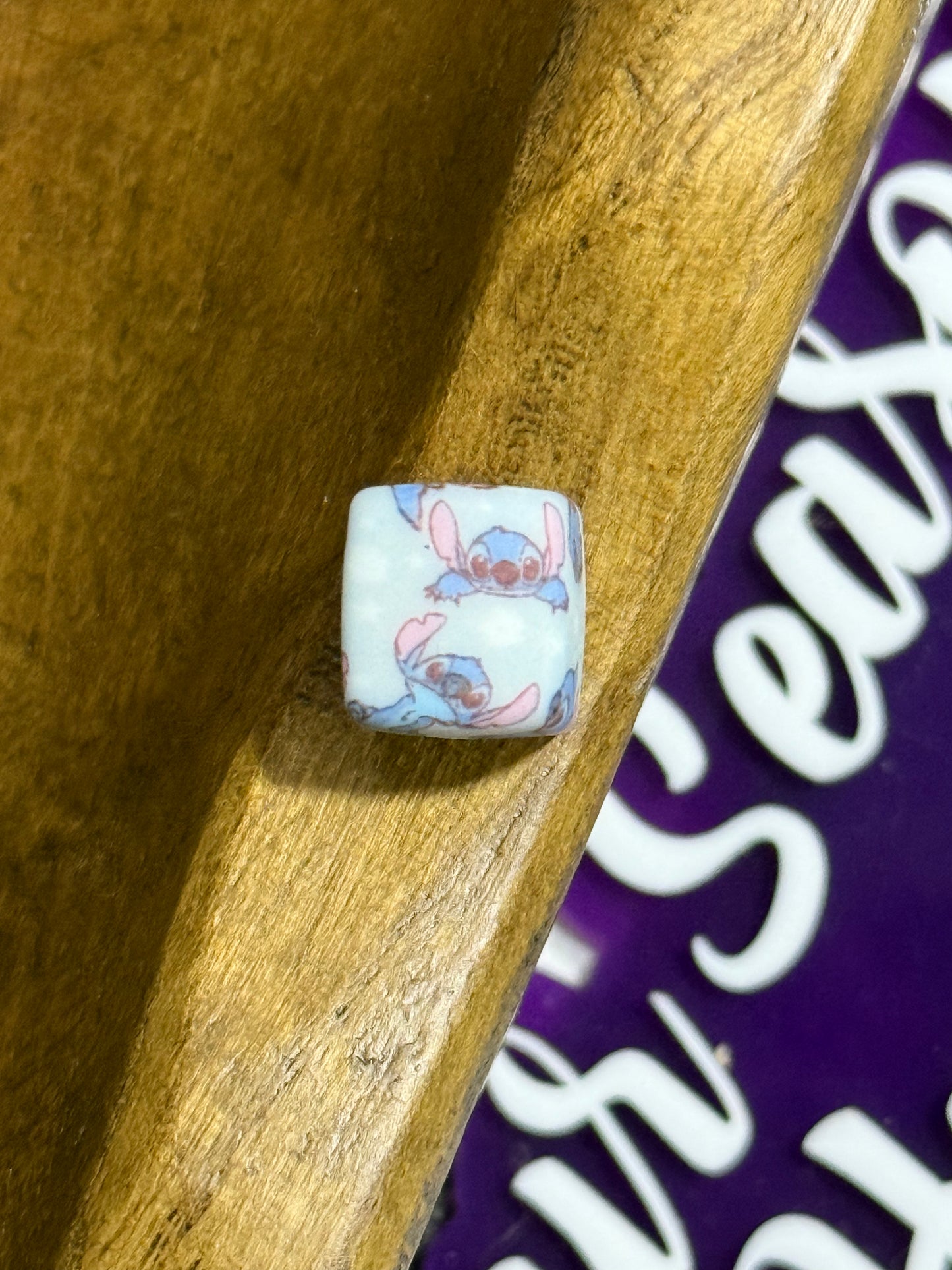 13.5mm Square Printed Silicone Bead