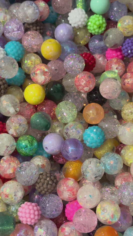 16mm Mixed Acrylic Scoop 35 Count Bead Bag Mixed Color Mixed Pattern
